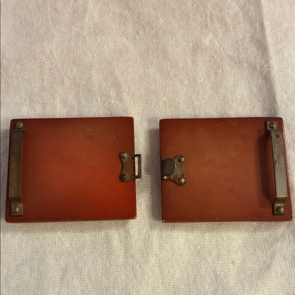 Vintage Chocolate Brown Belt Buckle Hook and Eye style 2 piece Set for 1” belt - Picture 4 of 9